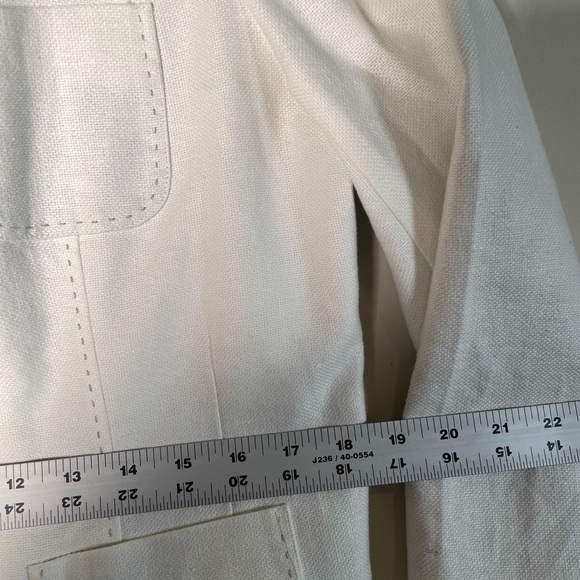 Boden Linen Cotton Lady Jacket Blazer  Winter White Peter Pan Collar Sz 10 - Picture 7 of 16